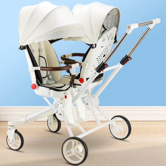 Double Portable Baby Carriage Twins Stroller Infant Stroller Foldable Second-Child Baby Stroller Four-Wheeled Twin Stroller